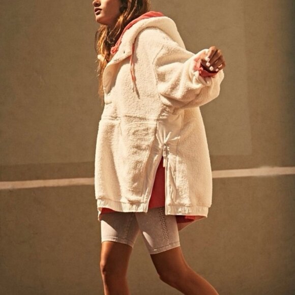 Free People FP Movement Was She Fuzzy Sherpa White Cream Hoodie Pullover Sz S - Picture 4 of 12